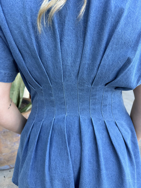 Ladies Pleated Waist Dress - DK14829