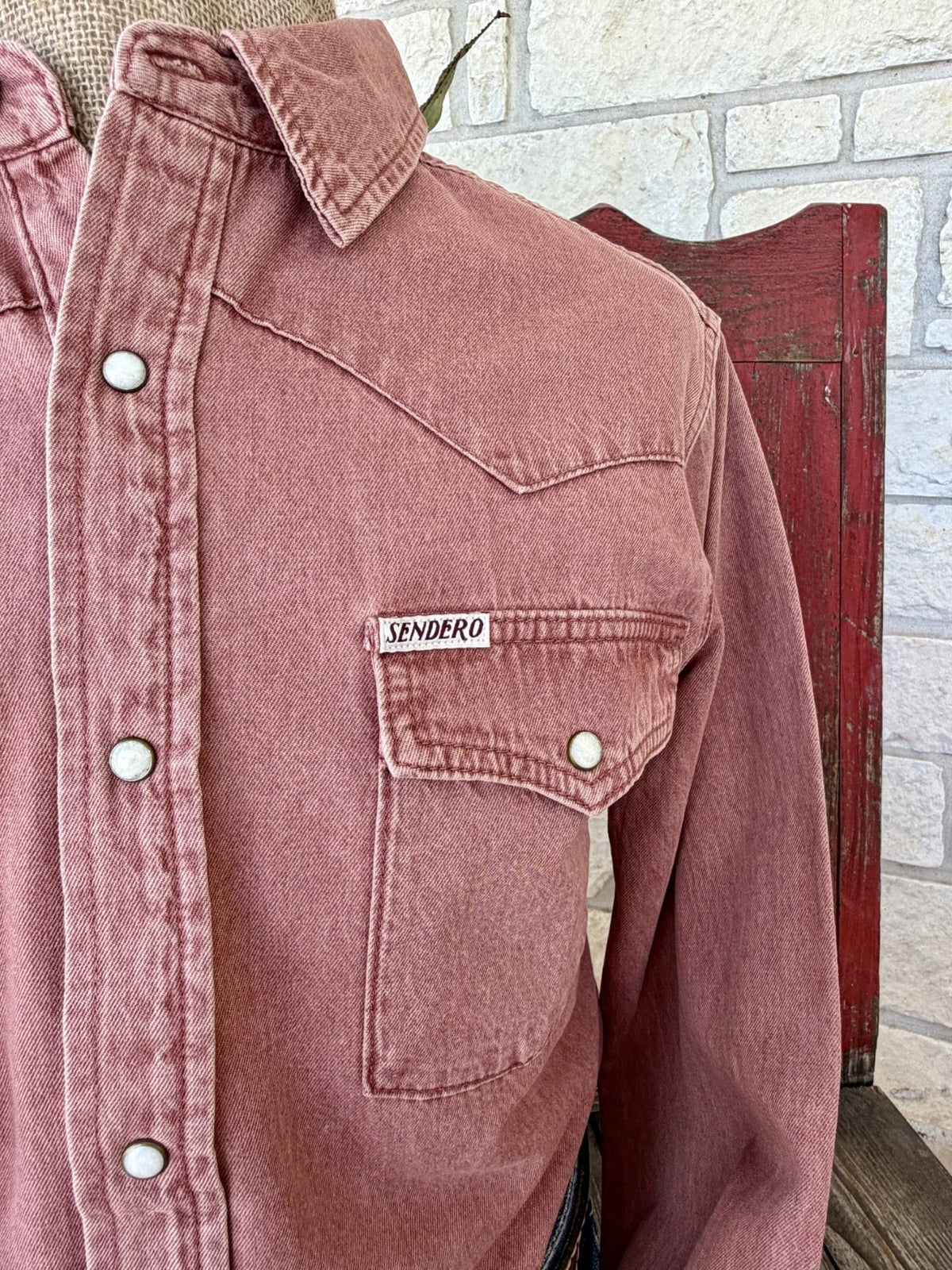 Men's Sendero Brick Solid Long Sleeve Pearl Snap Shirt
