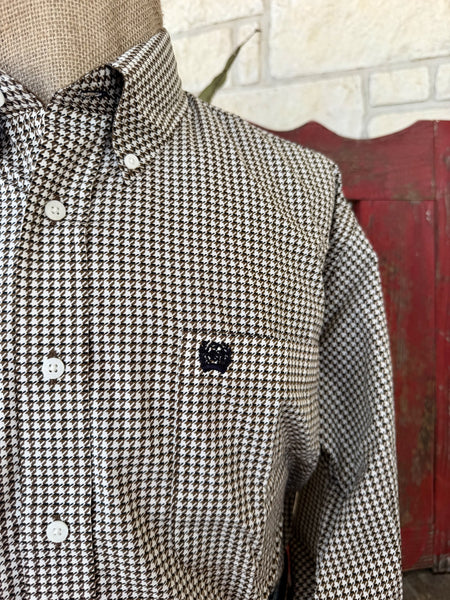 Men's Cinch Houndsthooth print Button Down Long Sleeve Western Shirt