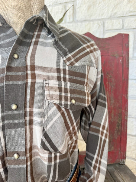 Men's Ariat Tan Plaid Long Sleeve Shirt