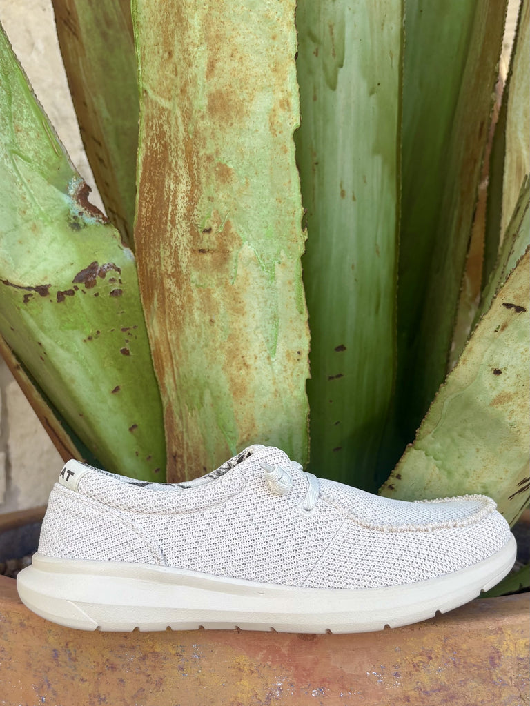 Women’s cream mesh Hilo casual shoe with breathable lining, elasticized laces, and lightweight flexible sole — Blair’s Western Wear Marble Falls TX