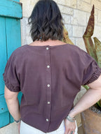 Women's Chocolate Puff Sleeve Knit Top