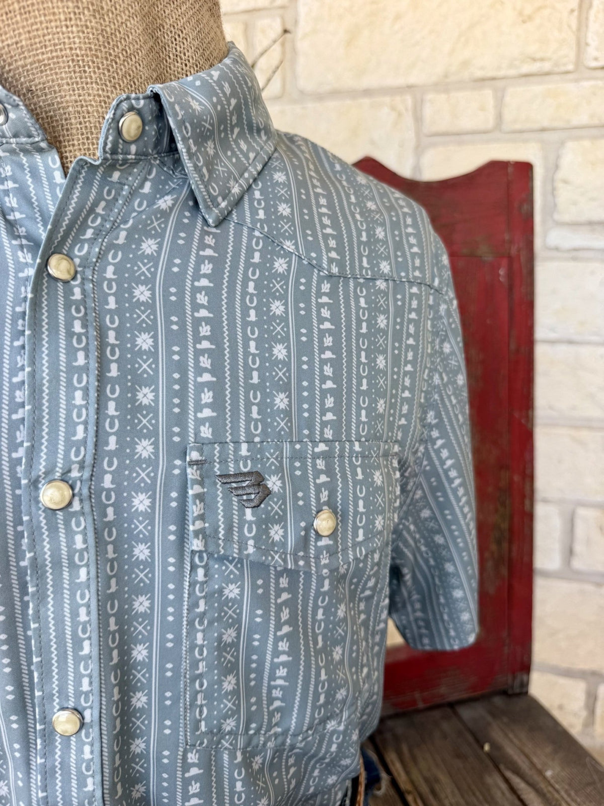 Men's Burlebo Short Sleeve Snap Western Print Shirt