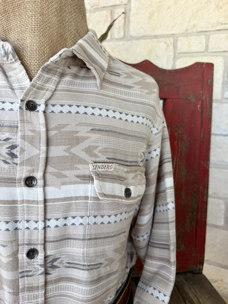 Men's Sendero Tan Aztec-Inspired Western Button Down Shirt
