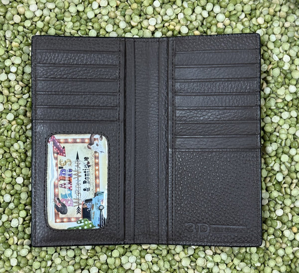 Men's Checkbook Card Suits Tooled Leather Wallet