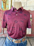 Men's maroon Texas camo pullover short sleeve shirt — Blair's Western Wear Marble Falls TX