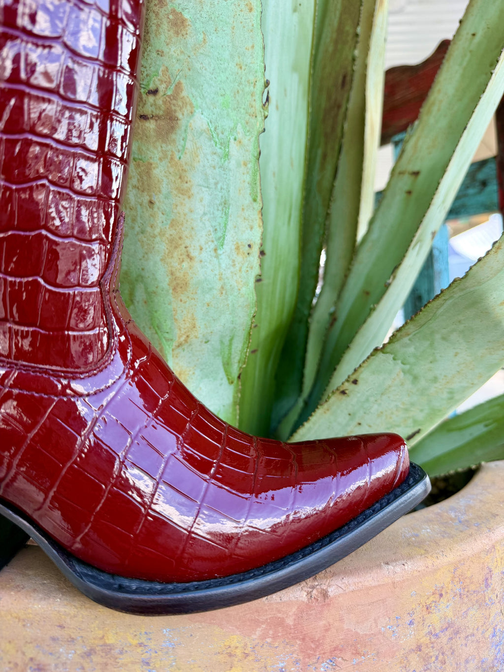 Women's Red Casanova Croc-Print Western Boots