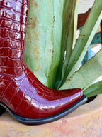Women's Red Casanova Croc-Print Western Boots