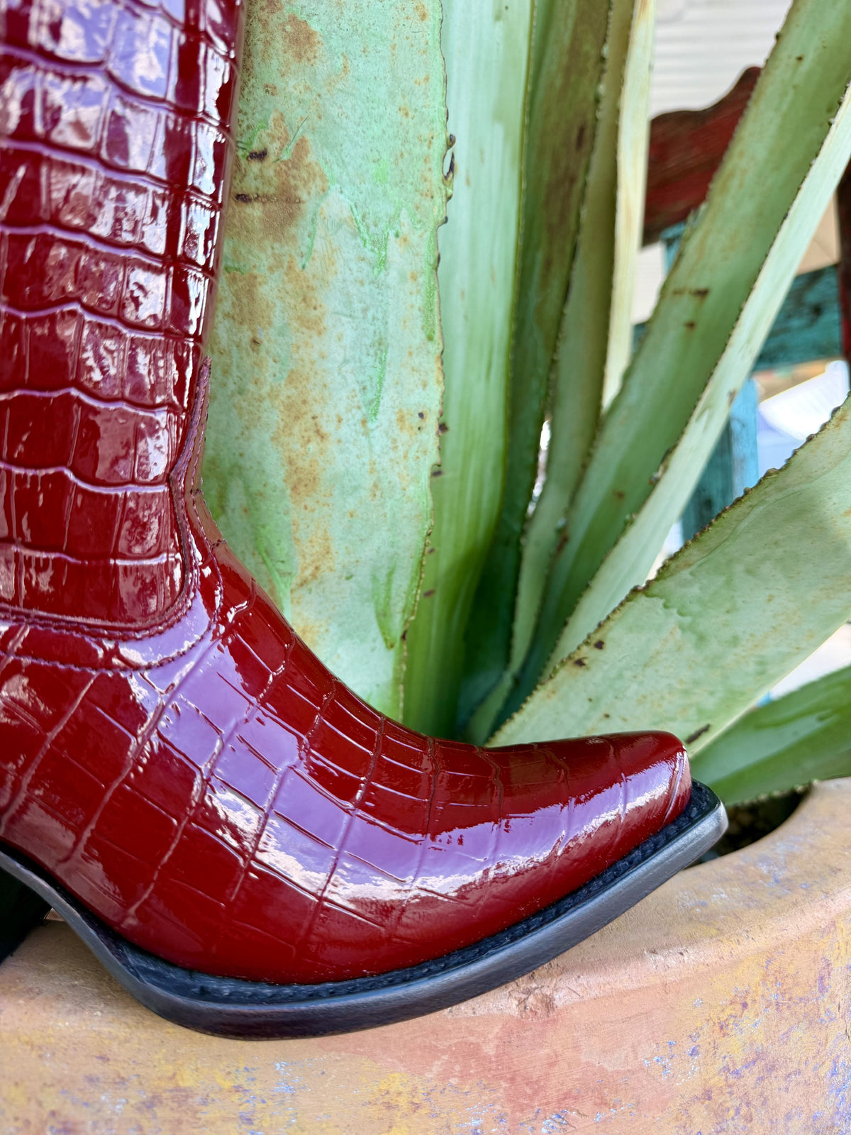 Women's Red Casanova Croc-Print Western Boots