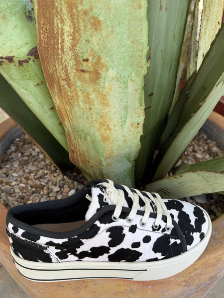 Women's Cowhide Print Platform Sneaker