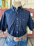 Men's black and white geometric print short sleeve western shirt — Blair's Western Wear Marble Falls TX