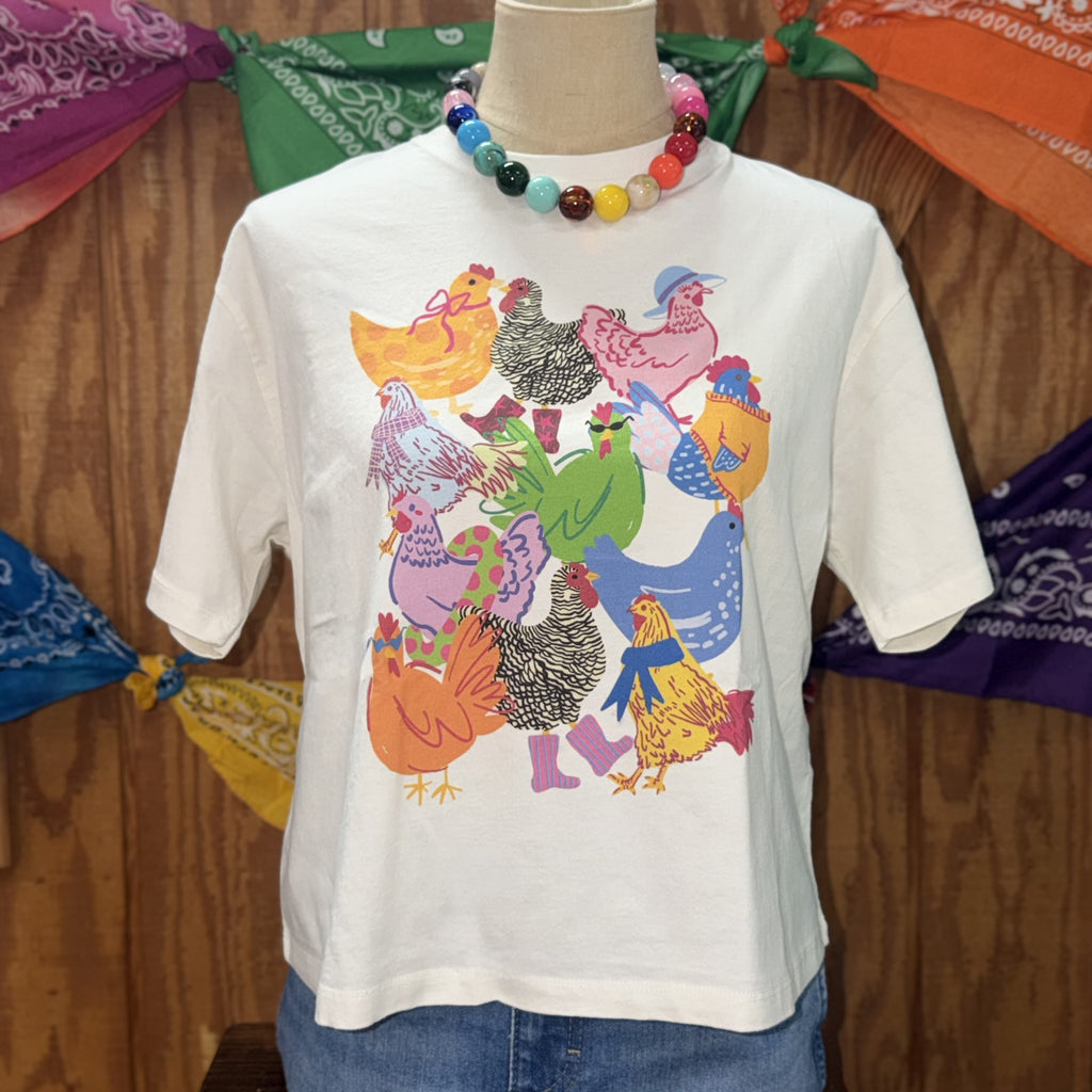 Women's Sassy Chicken Crew Graphic Crop Tee