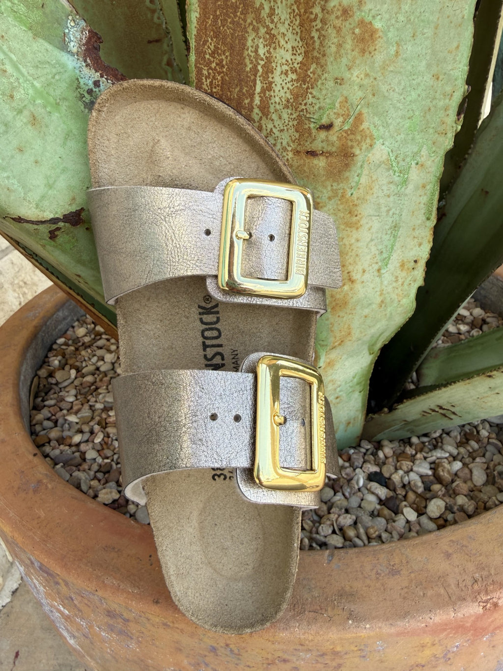 Women's Birkenstock Sydney Shimmer Taupe Soft Nubuck Sandal