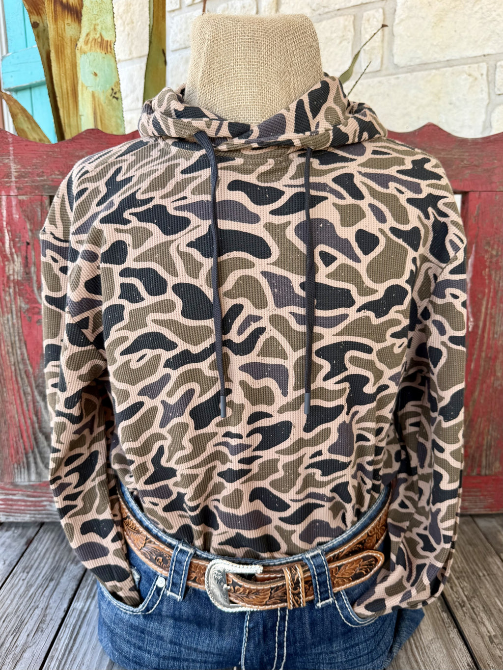 Men’s black and olive camouflage long-sleeve hoodie — Blair's Western Wear Marble Falls TX