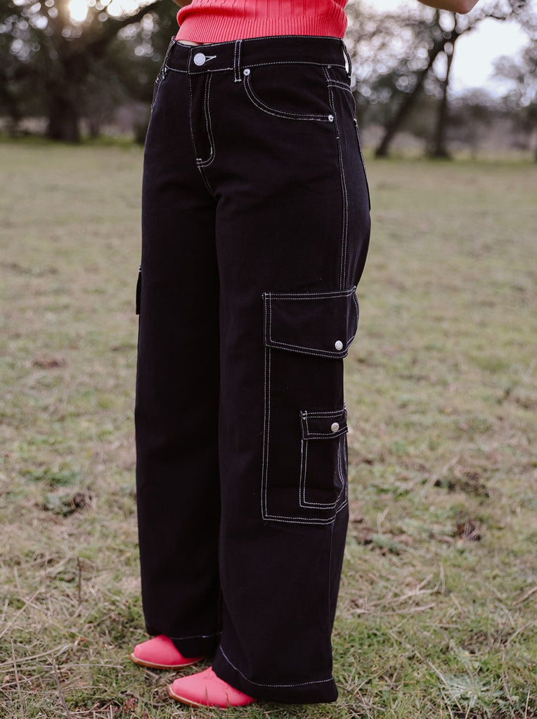 Ladies Black Wide Leg Cargo Pant S80229ABK Blair's Western Wear Marble