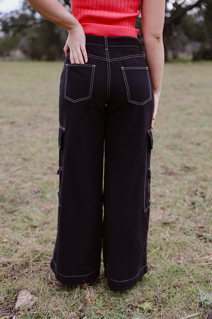 Ladies Black Wide Leg Cargo Pant S80229ABK Blair's Western Wear Marble