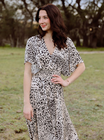 Ladies Black and Off White Animal Print Dress - 60613MAW - Blair's Western Wear Marble Falls, TX