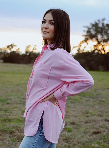 Ladies Pastel Pink Solid Button Up Shirt DZ24A285P - Blair's Western Wear Marble Falls, TX