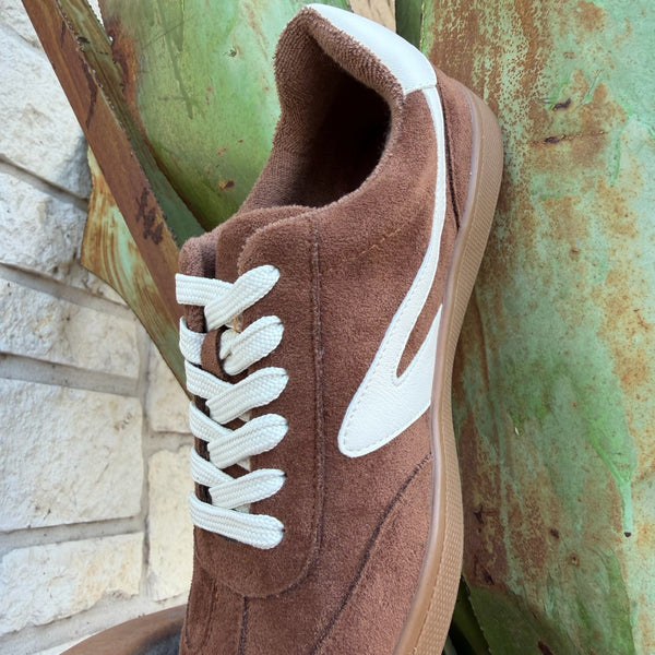 Women's Chestnut Suede Lace-Up Tennis Shoe