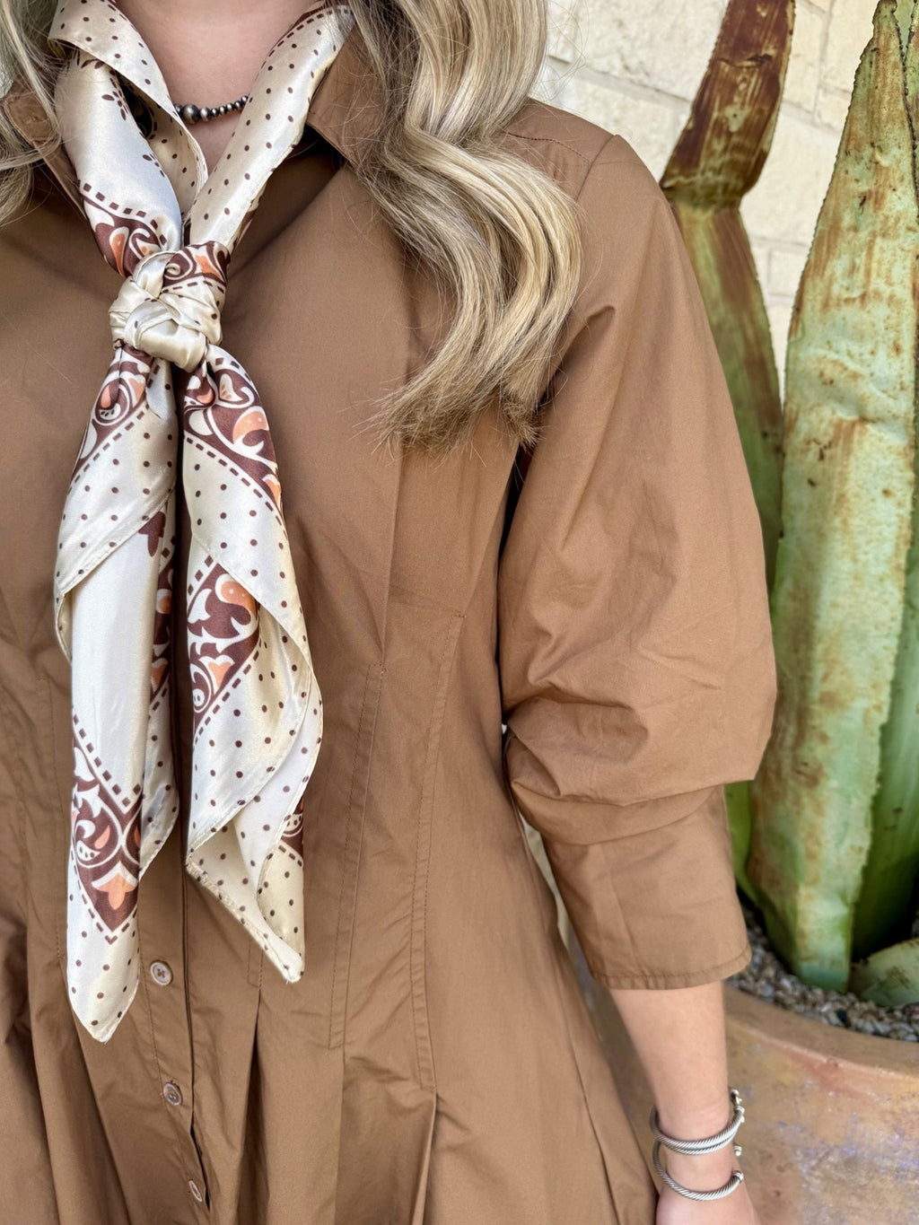 Camel Tailored Puff Sleeve Mini Dress