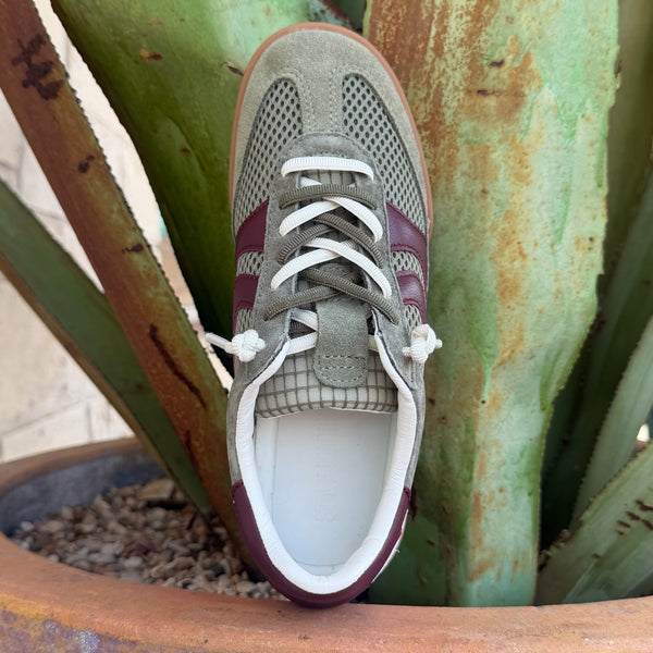 Women's Steve Madden Olive Burgundy 2-Tone Tennis Sneaker