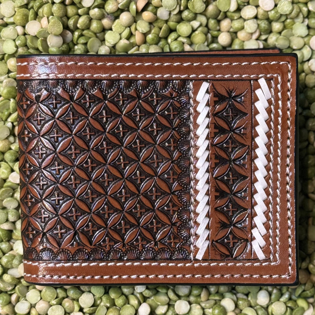 Men's Bifold Tooled Rawhide Wallet
