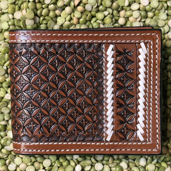 Men's Bifold Tooled Rawhide Wallet