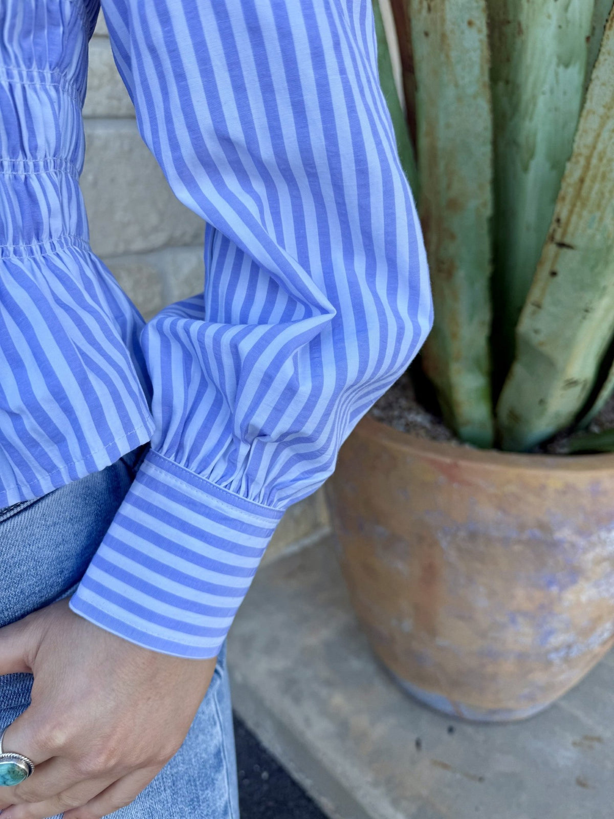 Ladies Smock Periwinkle Top - T29517