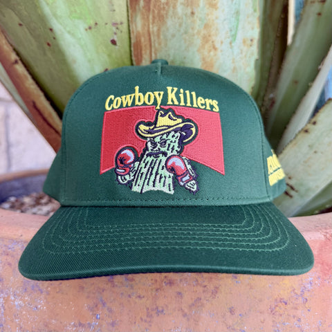 Men's Sendero hunter green and yellow Cowboy Killers boxing cactus embroidered cap — Blair's Western Wear Marble Falls TX
