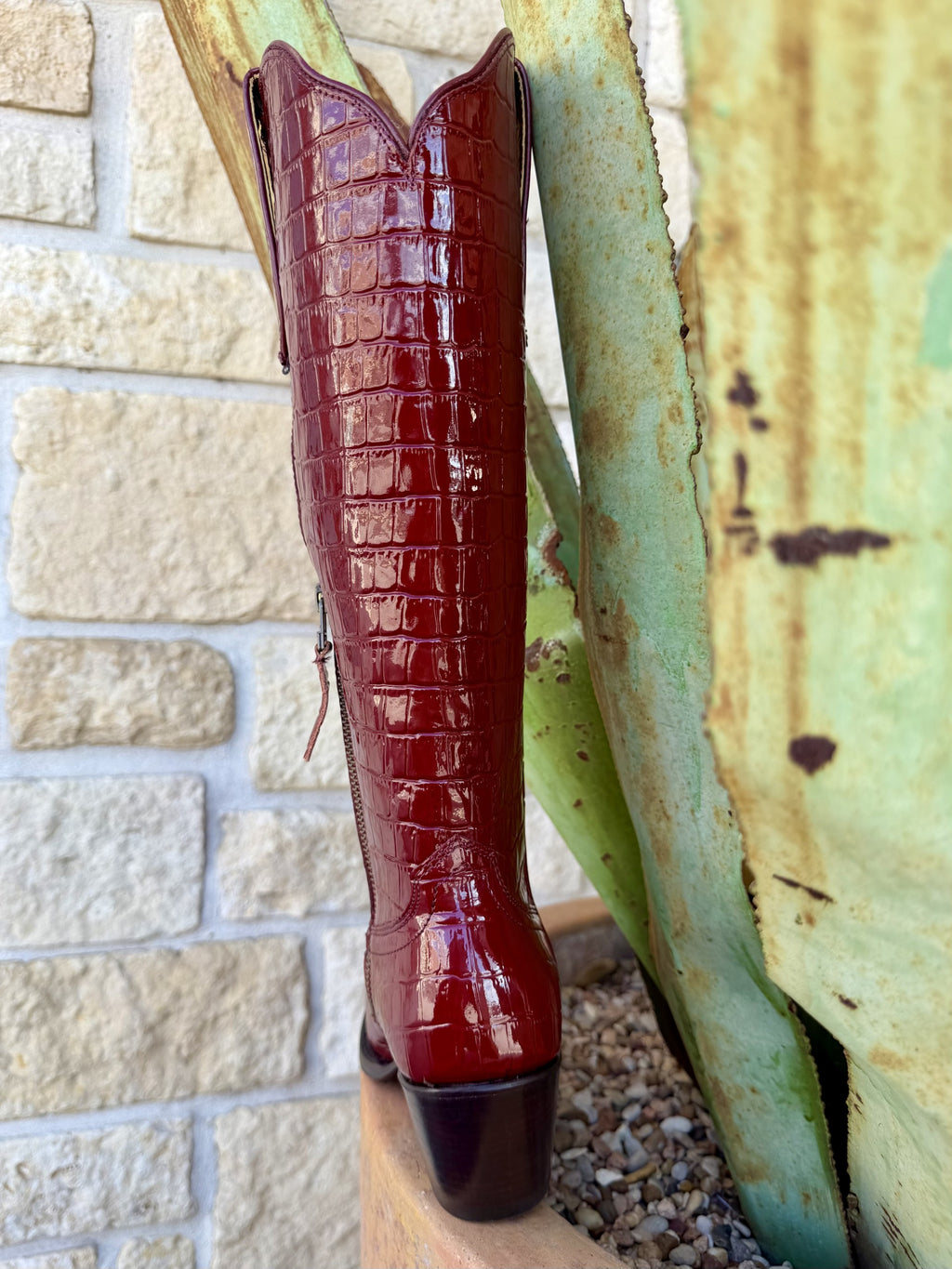 Women's Red Casanova Croc-Print Western Boots