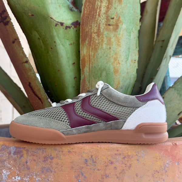 Women's Steve Madden Olive Burgundy 2-Tone Tennis Sneaker