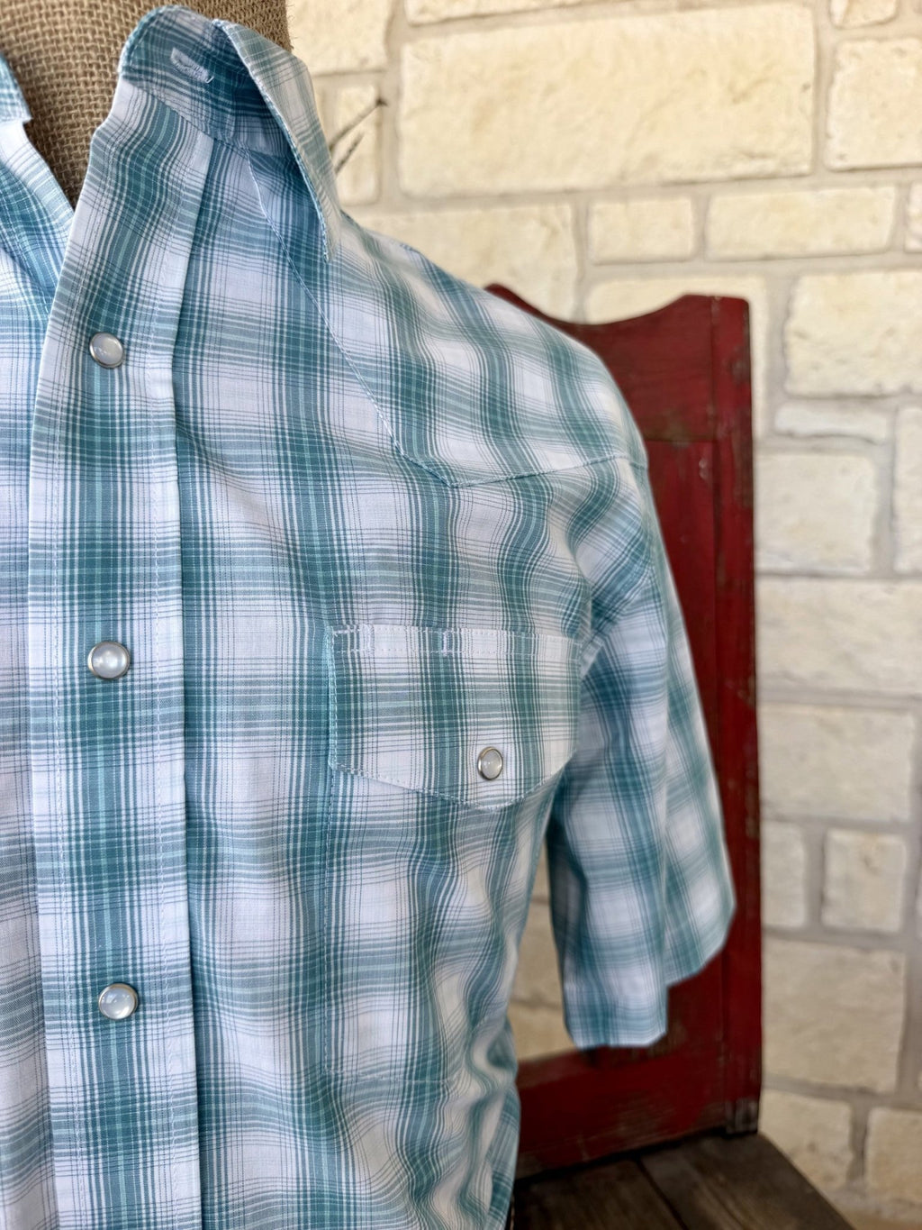 Men's Wrangler Plaid Short Sleeve Snap Shirt