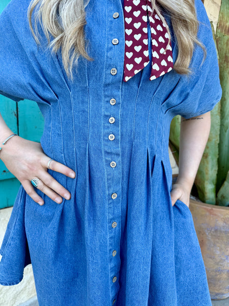 Ladies Pleated Waist Dress - DK14829