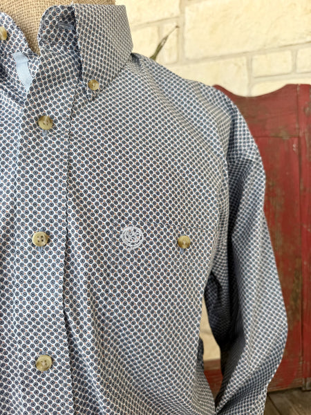 Men's Wrangler Light Blue/Brown George Strait Long Sleeve Shirt