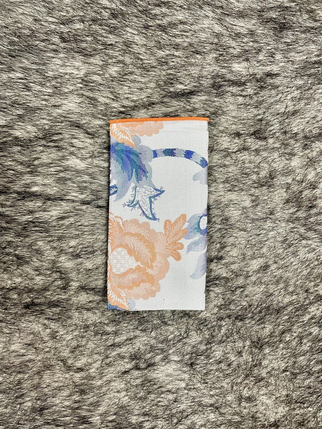 Men's White Blue Peach Floral Print Necktie