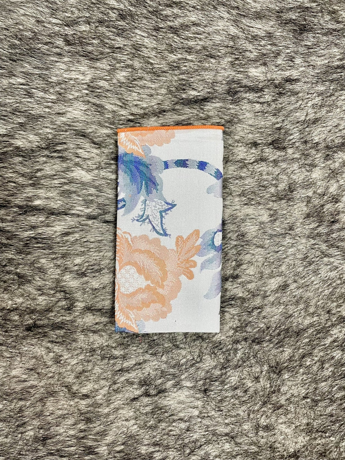 Men's White Blue Peach Floral Print Necktie