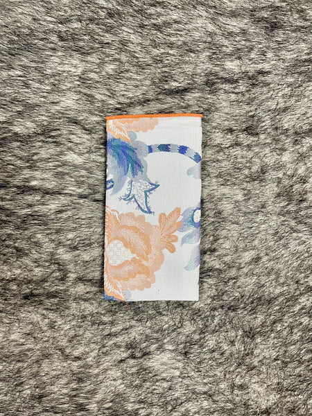 Men's White Blue Peach Floral Print Necktie