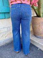 Women's Medium Wash Tummy Control Chew Hem Jeans