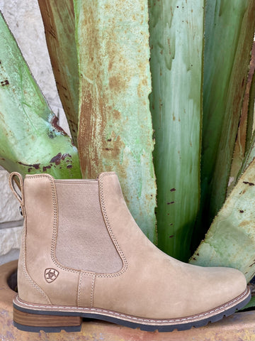 Women's Ariat Wexford Tan Suede Slip-On Bootie