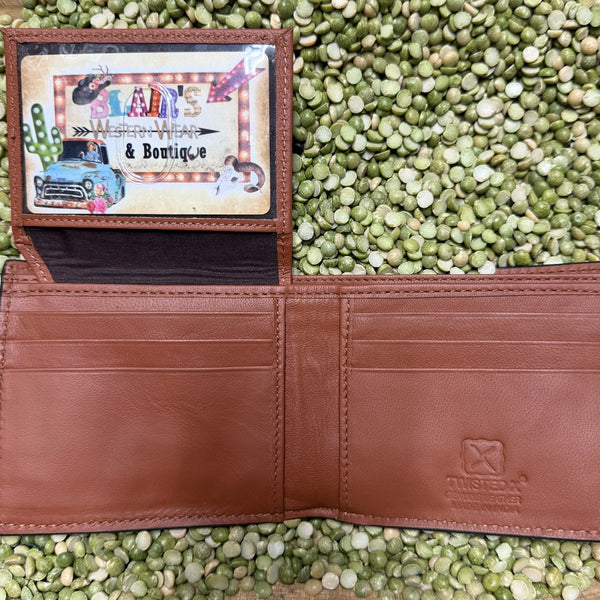 Men's Cognac Floral Tooled Leather Bifold Wallet