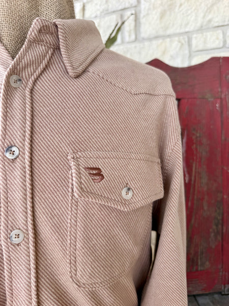 Men's Burlebo Tan and Natural Long Sleeve Button-Up Shirt