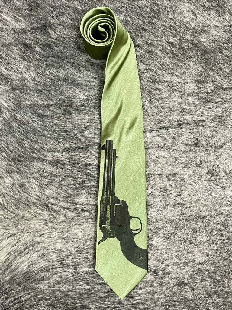 Men's Sage Pistol Print Necktie