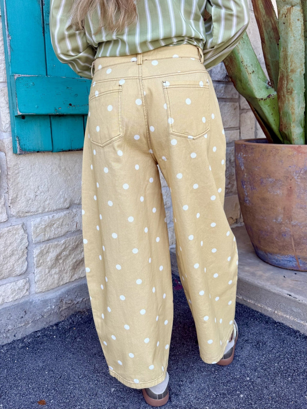 Women's Butterscotch Polka Dot Barrel Wide Leg Pants