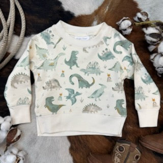 Baby's Two Piece Pajama Set in White & Green Dinosaurs - 421F2CRD - Blair's Western Wear in Marble Falls, TX 
