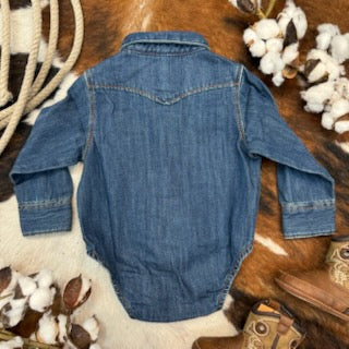 Baby's Wrangler Denim Onesie - PQ4165DA - Available at BLAIR'S Western Wear 