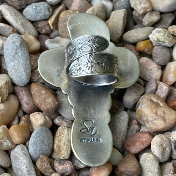 Big Cross Ring made up of 5 turquoise stones - SWCRSSTQADJ - BLAIR'S Western Wear located in Marble Falls TX