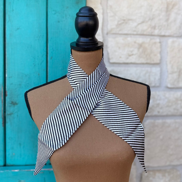 Black & White Zigzag Stripes Twilly Wild Rag