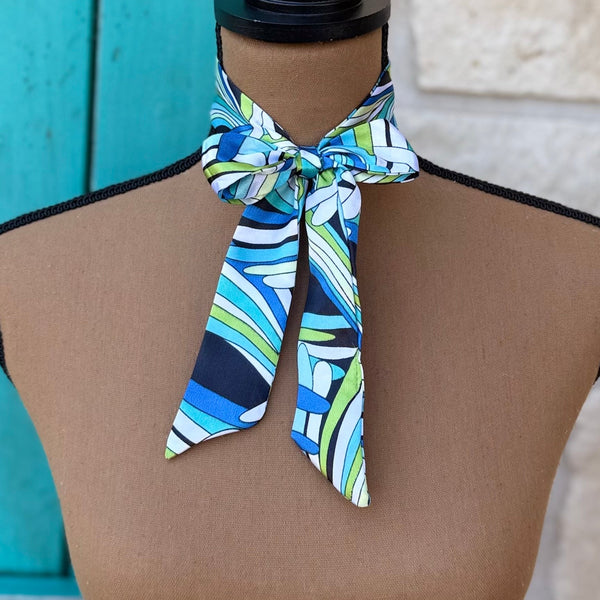 Blue & Green Pattern Mini Twilly Wild Rag