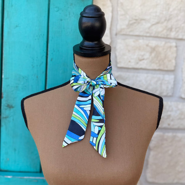 Blue & Green Pattern Twilly Wildrag