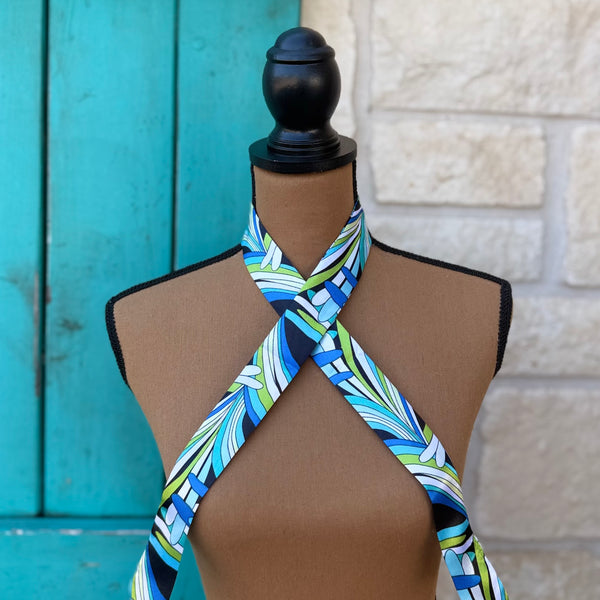 Blue & Green Pattern Twilly Wildrag